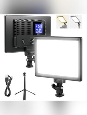 Neewer 9" LED Light Panel, 3200-5600K Edge Lit Dimmable Soft Key with Tripod